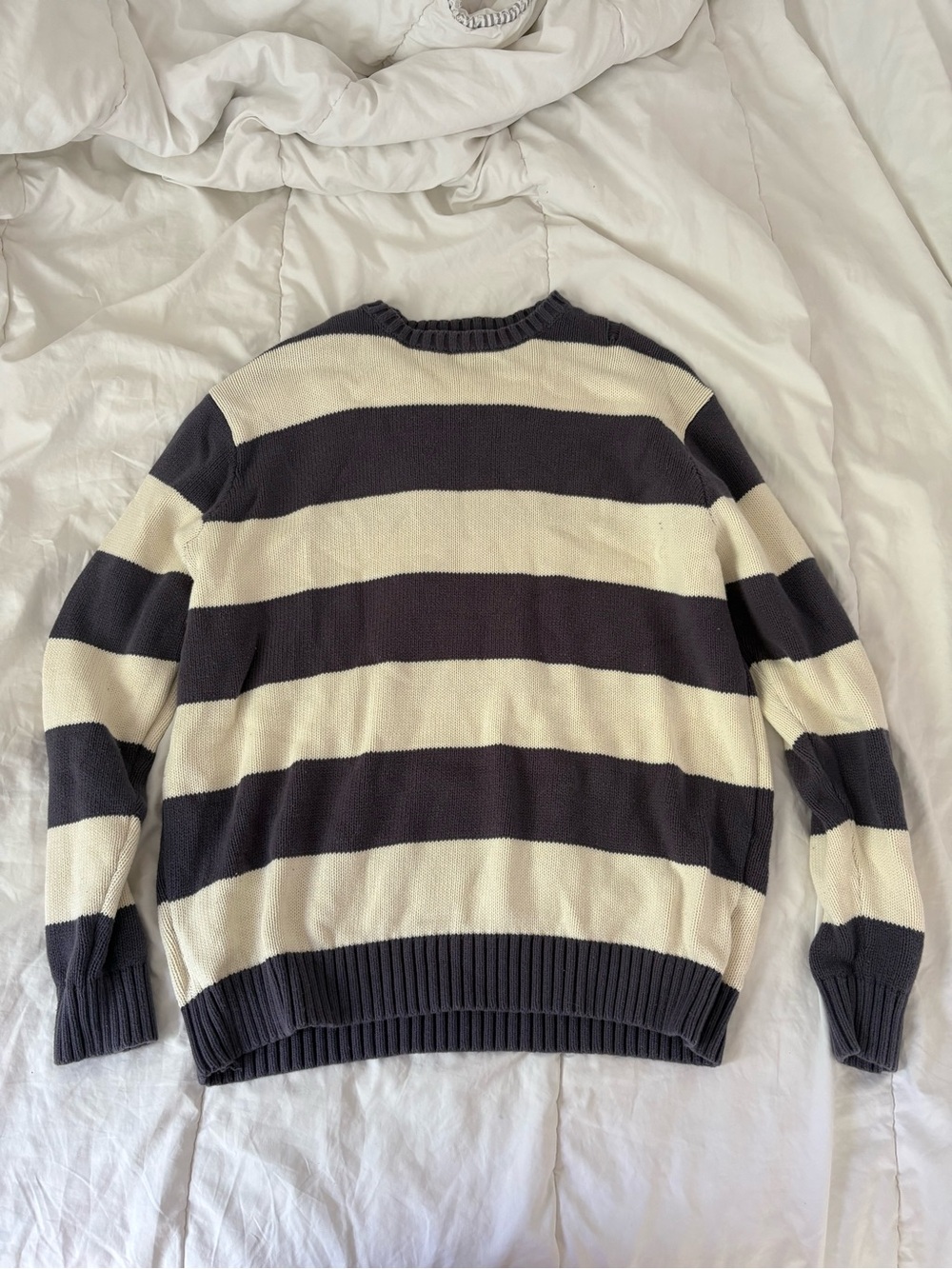 Brandy Melville Black & Cream Striped Crewneck Sweater